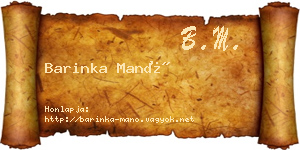 Barinka Manó névjegykártya